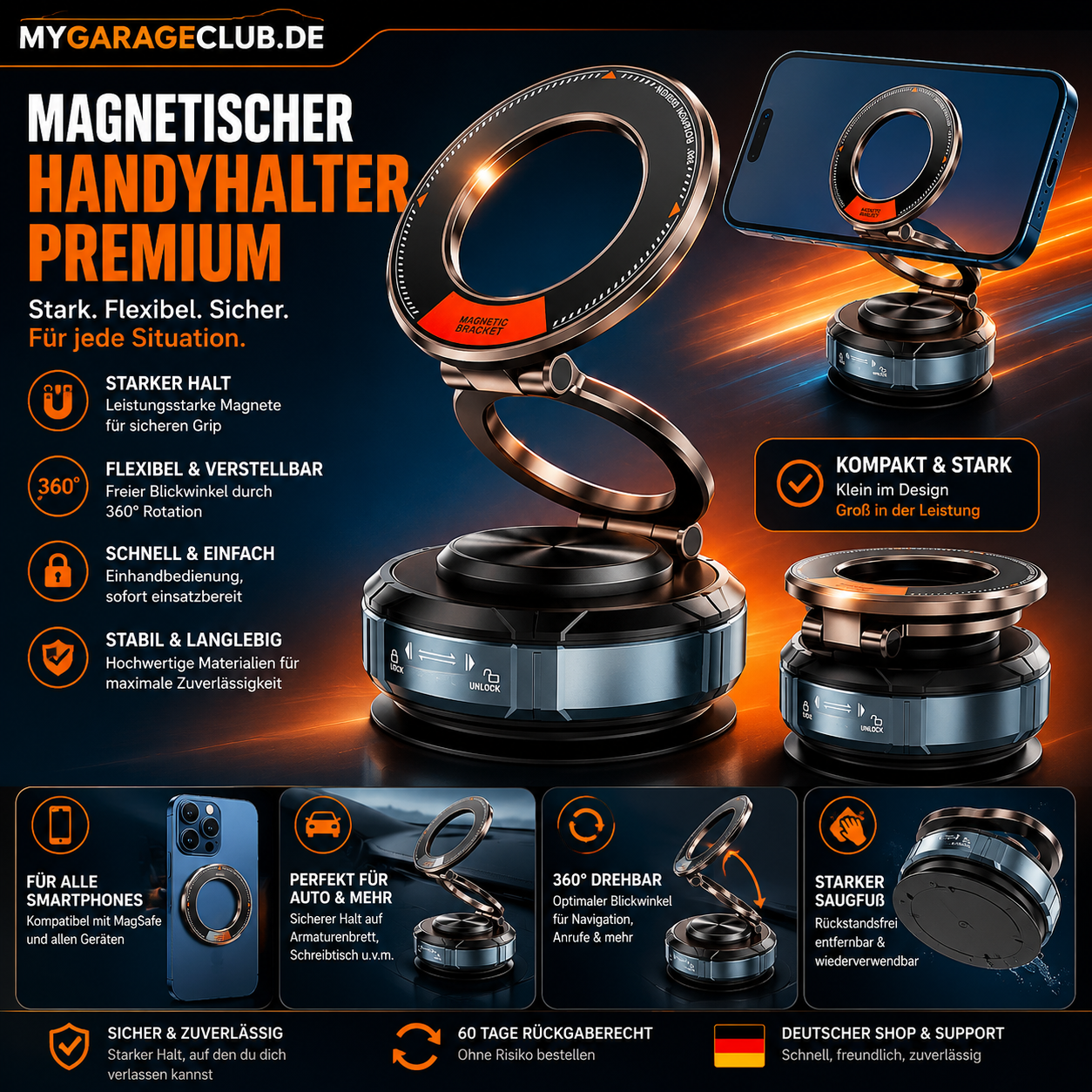 Vakuum-Handy-Halter mit Magnet